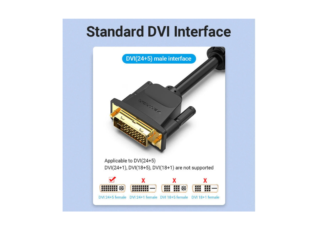 Buy Vention DVI (24+5) to VGA Cable 2M for Laptop, TV in Qatar Buy Vention DVI (24+5) to VGA Cable 2M for Laptop, TV in Qatar